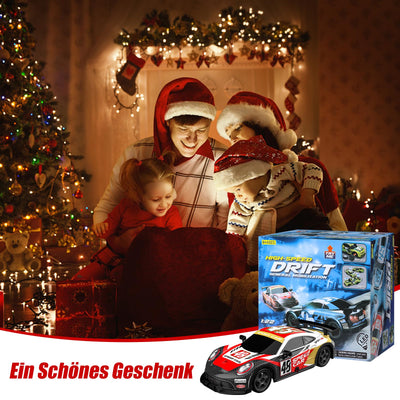 BuzzoXerex RC Drift Car, 1:22 Drift Auto Ferngesteuert, 4WD Mini RC Car, Tabletop Drift Ferngesteuertes Auto mit LED-Leuchten, 15km/h, Spielzeugauto mit Spielzeugauto für Kinder ab 6 Jahre (Rot)