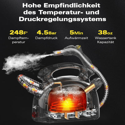 Waitbird Dampfreiniger, manueller Mehrzweck-Dampfreiniger mit Schultergurt zur Reinigung von Polsterböden, Sofas, Fenstern, Fliesen, Haushalten, Autos