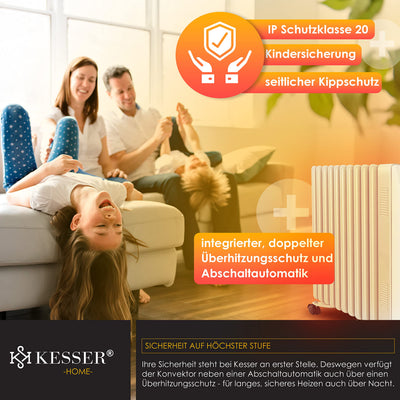 KESSER® Ölradiator 2500W Mobile Elektroheizung energiesparend mit WiFi App-Steuerung & LED Touch-Display Fernbedienung Öl Radiator Heizung elektrisch 11 Rippen Heizkörper 24h Timer Überhitzungsschutz