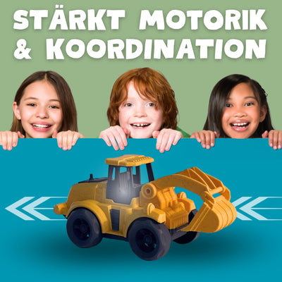 BIOPLAY® Bagger Spielzeug ab 2 Jahre | Bio Kunststoff | Bewegliche Baggerschaufel | Nachhaltiges Spielzeug ab 18 Monate für Jungen und Mädchen | Indoor und Outdoor | Baustellenfahrzeug