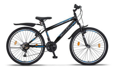 Chillaxx Bike Escape Premium Mountainbike in 24 und 26 Zoll Fahrrad für Mädchen Jungen Herren und Damen - 21 Gang Schaltung (26 Zoll, Schwarz-Blau V-Bremse)