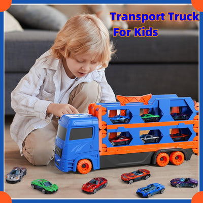 Bearbao Kleinkind Jungen Spielzeug 3-6 Jahre, 65 Zoll Rennstrecke Mit Druckguss Transport LKW Auto Set für Kinder