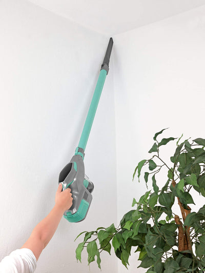 CLEANmaxx Akku-Zyklon-Staubsauger beutellos mit Akku | 2-in-1 Handstaubsauger, mit verschiedenen Düsen, Ideal für Tierhaare | Inkl. Wandhalterung mit integrierter Ladestation, 150 Watt [Türkis/Grau]