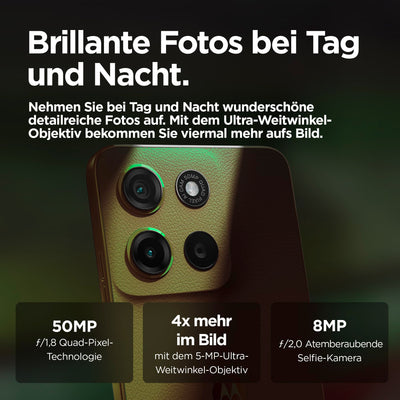 Motorola Moto g15 Smartphone (6,72"-FHD+-Display, 50-MP-Kamera, 4 GB / 128 GB, 5200 mAh, Android 15) Iguana Green, inkl. Schutzcover [Exklusiv bei Amazon]