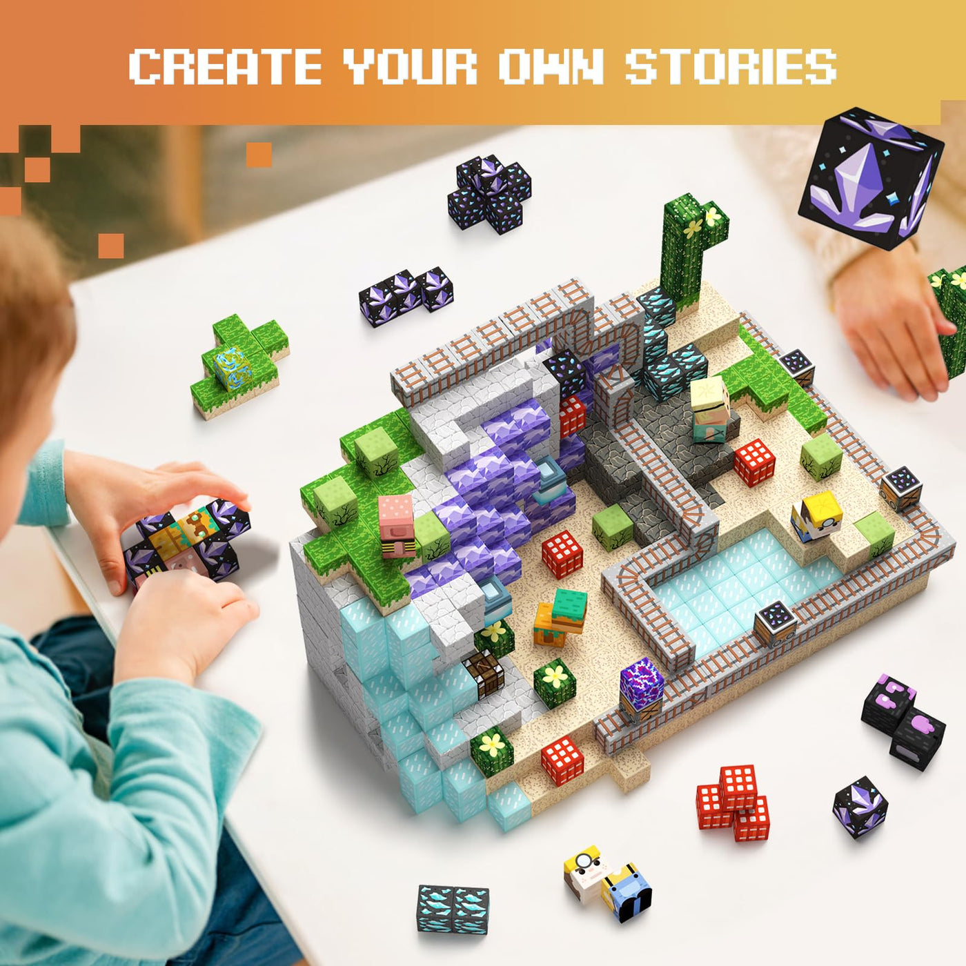 GobiDex Magnetische Bausteine Blöcke 100 Stück, MagWonder Bauen Sie mit Gemfifre Hollow Magnetblöcke, Game-Based STEM Montessori Spielzeug für Kinder ab 3 Jahren, Geschenk für Jungen und Mädchen