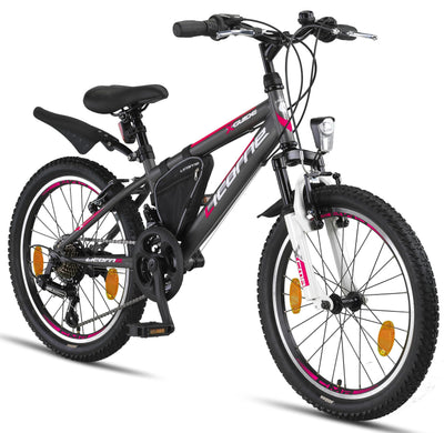 Licorne Bike Guide Premium Mountainbike in 20, 24, 26, 27.5 und 29 Zoll Fahrrad für Mädchen Jungen Herren und Damen (20 Zoll, Anthrazit)