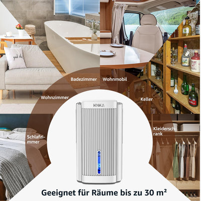 Luftentfeuchter, Luftentfeuchter Elektrisch, 1,1 l/T (2,5 l), Raumentfeuchter unter 30 dB für 30m² Wohnung Badezimmer, Keller, mit Automatischer Abschaltung und Abtauen, Farbiges Nachtlicht (Weiß)