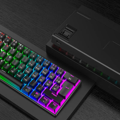 TECURS Mechanische Gaming Tastatur, Mechanische Tastatur 60 Prozent QWERTZ Rote Schalter für PC Gamer und Arbeits, 61 Tasten Kabelgebundene Tastatur für PC Windows/PS5/PS4, Schwarz