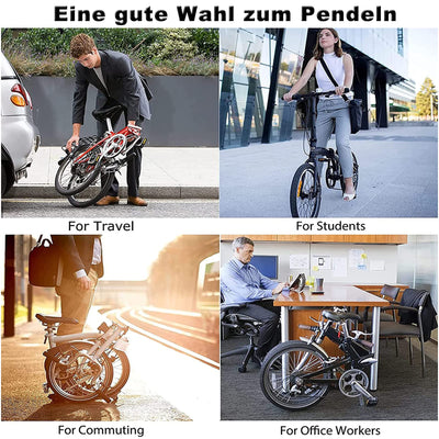 KABON Klapprad 20 Zoll Carbon, 9 Geschwindigkeit Faltrad mit Carbon Rahmen Ultraleichtes Mini Stadtfahrrad Faltrad Klapprad Herren Damen (Neu Schwarz)
