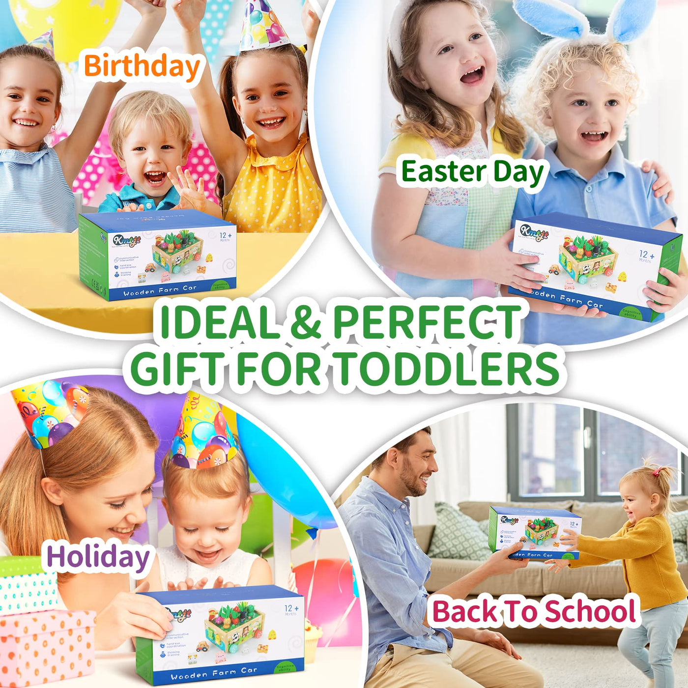 KMTJT Montessori Spielzeug ab 1 2 3 Jahr | Holz Karotten Steckspiel ab 1 Jahr | Montessori Geschenk 1 2 Jahr Mädchen Jungen | Kinder Holzspielzeug Motorikspielzeug ab 1 Jahr