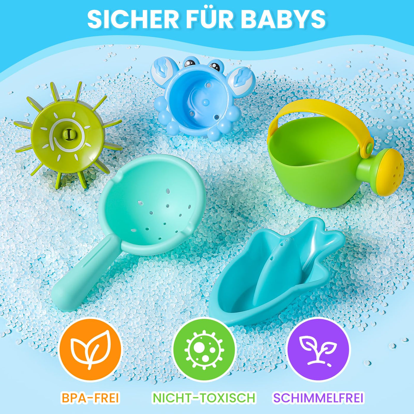 Badespielzeug Baby ab 1 2 3 4 Jahre, Badewannenspielzeug Wasserspielzeug Kinder Schwimmbad Pool Planschbecken Spielzeug ( Schimmelfreies 10 Stück )