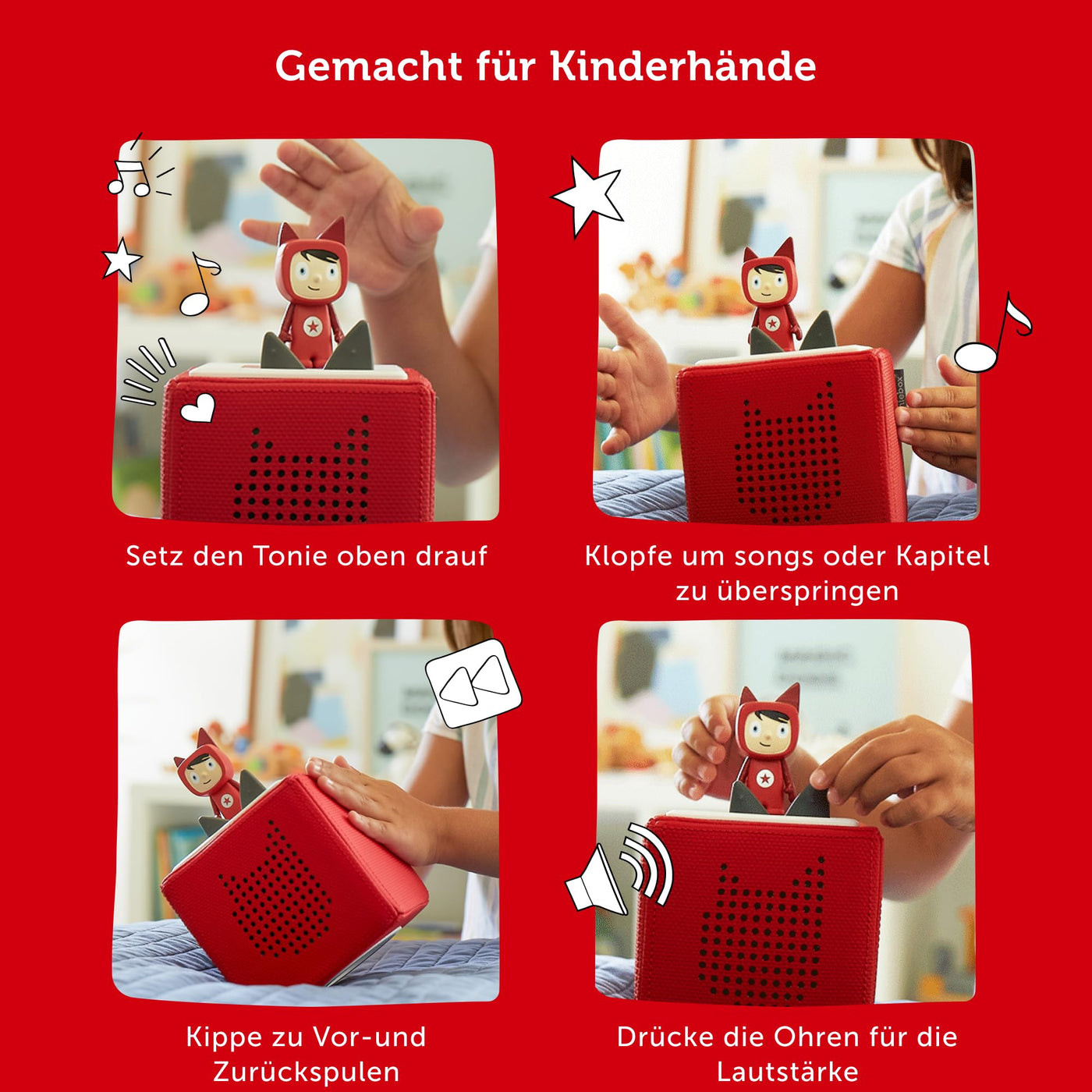 tonies Toniebox Starter Set inkl. 1 Kreativ Figur – Audioplayer für Hörbücher und Lieder für Kinder, einfach zu bedienende kabellose Musikbox BZW. Lautsprecher, 7 Std. Akku, Anthrazit