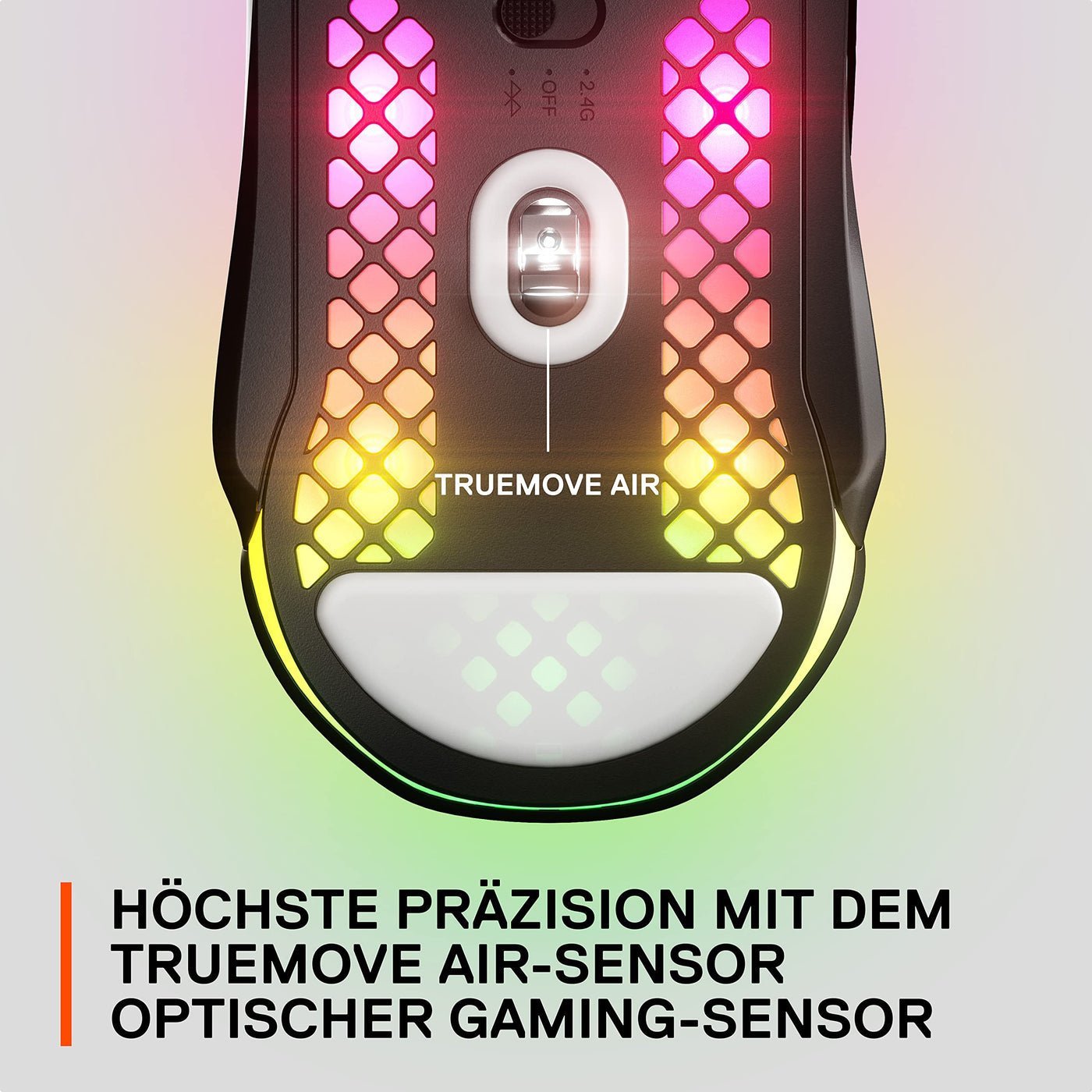 SteelSeries Aerox 5 Wireless – RGB Gaming-Mouse mit Öffnungen in der Oberfläche – Federleichtes, wasserabweisendes Design – 9 Tasten – Bluetooth/2,4 GHz – Optischer TrueMove Air-Sensor mit 18.000 DPI