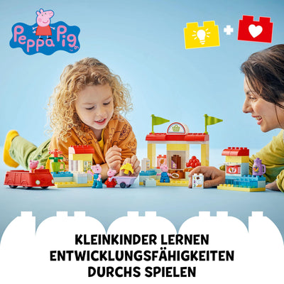 LEGO DUPLO Peppa Pig Supermarkt – Lernspielzeug zur Förderung der Feinmotorik für Mädchen & Jungen ab 2 Jahren – inkl. Geschäft mit Auto und 4 Figuren – Geschenkidee für Kleinkinder – 10434
