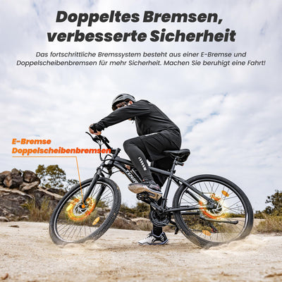 Touroll U1 E-Bikes, 26/29 Zoll E Bike Herren Damen mit Abnehmbarer 36V 13Ah Akku, 250W Motor MTB, E-Mountainbike mit 21 Gang, Elektrofahrrad Reichweite über 65KM, CST Off-Road-Reifen