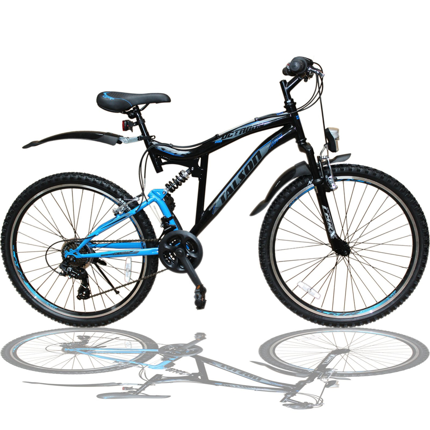 24 Zoll Mountainbike Fahrrad MIT VOLLFEDERUNG & Beleuchtung 21-Gang Shimano OXT Black