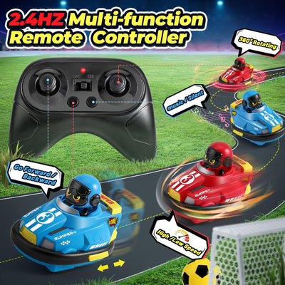 FRUSE Ferngesteuertes Auto ab 3 Jahre,2 Stück Autoscooter Ferngesteuert Kinder,RC Bumper Cars mit Musik und Licht,2,4 GHz Ferngesteuertes Fußballwagen RC Auto Spielzeug,Geschenke für Jungen Mädchen