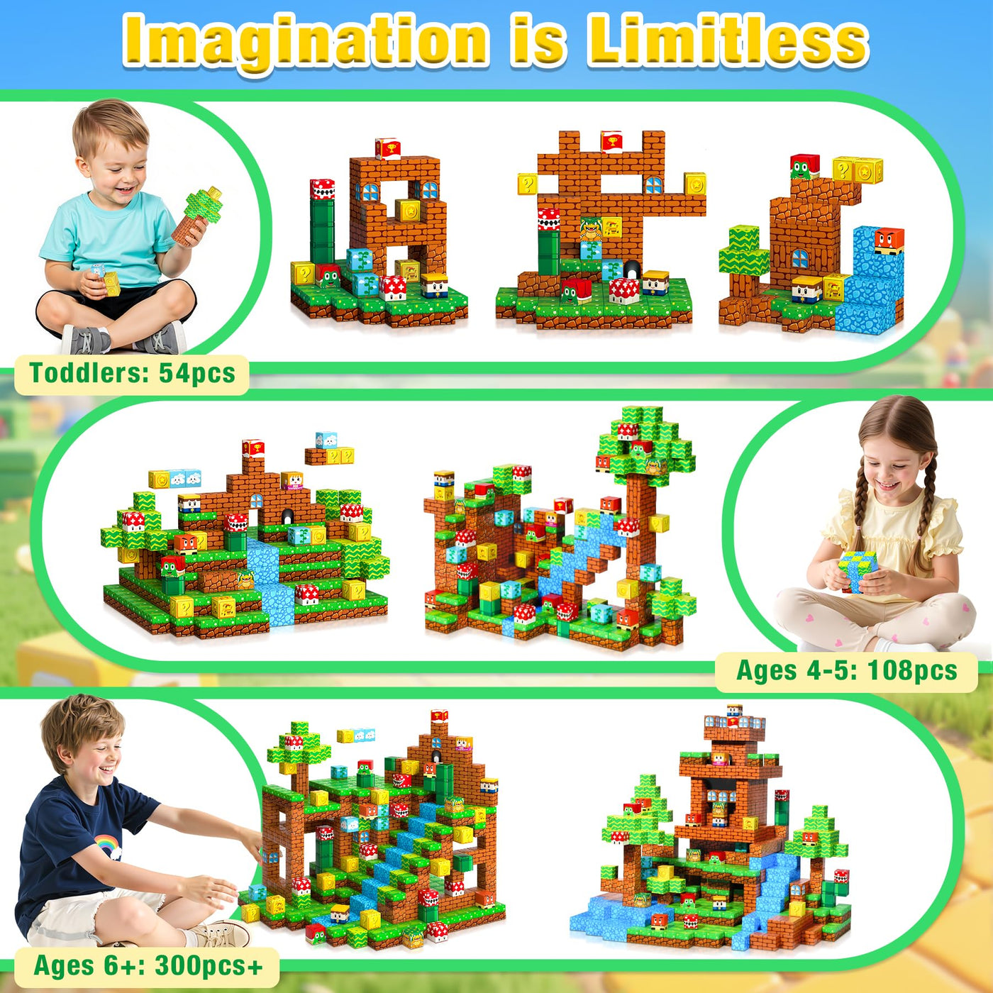 LUVTOY Magnetische Bausteine - Magnetbausteine Kinder - Magnetische Spielzeug Magnetspielzeug Magnete Kinder - Halloween Spielzeug ab 3 4 5 6 7 8 9 Jahre Jungen und Mädchen