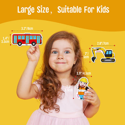 40 STK. Fahrzeugmagnete, Fahrzeuge und Berufe Kühlschrankmagnete für Kinder - Magnetische Transportmittel Kühlschrankdekorationen - Pädagogisches Lernspielzeug für Kleinkinder
