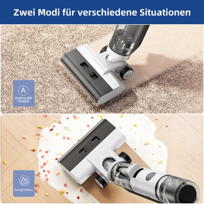 JONR ED12 Nass Trockensauger Akku, Kabelloser Nass Trocken Staubsauger Saugwischer Akku, Kantenreinigungsbürste 6mm, Selbstreinigung, 850mL Wassertank, Anti-Verwirrungs-Haar für Hartböden, Tierhaare