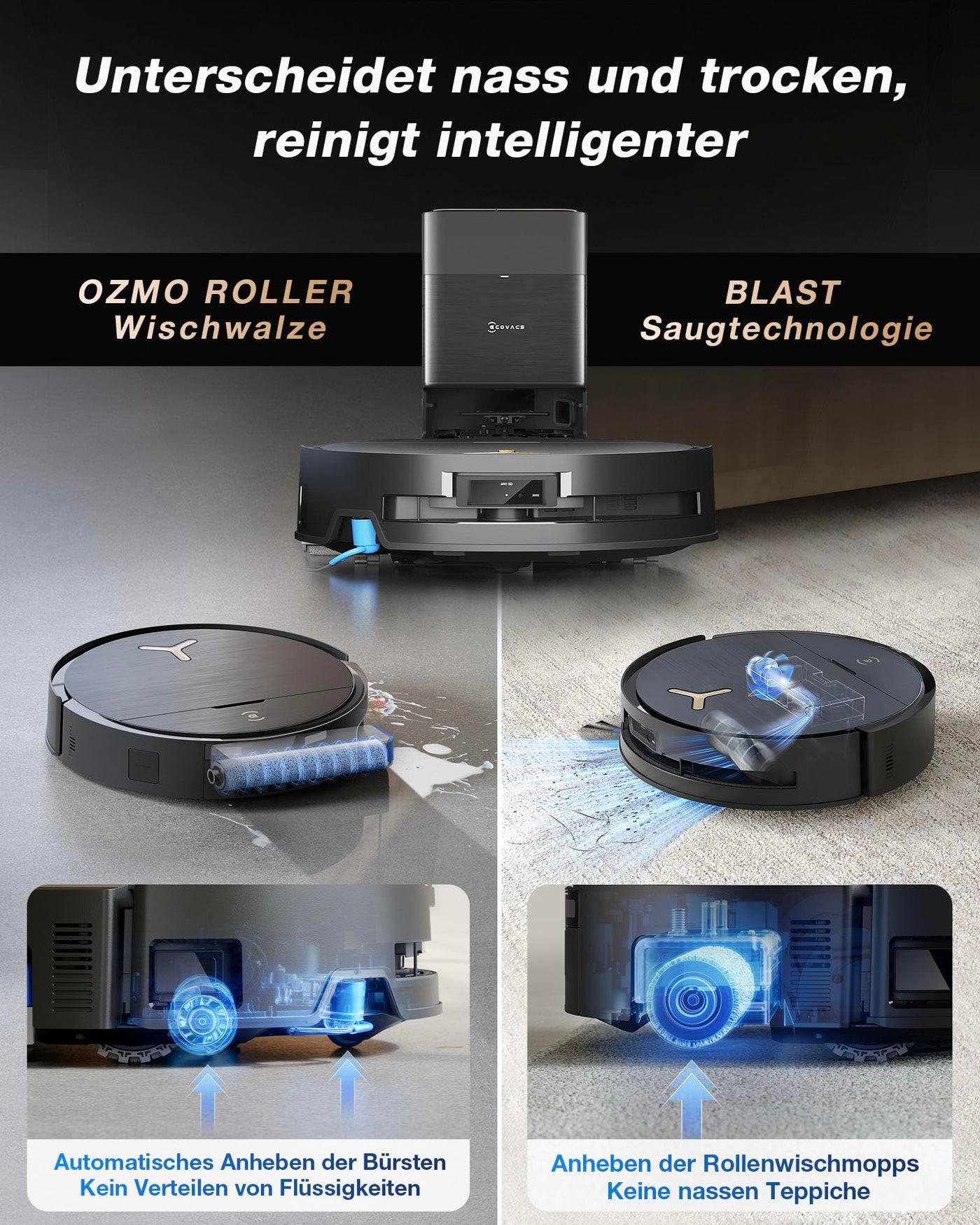 ECOVACS DEEBOT X9 PRO Omni Saugroboter mit Wischfunktion, 16.600 Pa, OZMO Roller, ZeroTangle 3.0,TruEdge 2.0, Heißwasser-Moppwäsche, Heißlufttrocknung, All-in-One Omni Station, YIKO-GPT