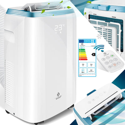 KESSER® Klimaanlage Mobil Klimagerät 4in1 kühlen, Luftentfeuchter, lüften, Ventilator - 9000 BTU/h (2.600 Watt) 2,7KW - Klima, Fernbedienung und Timer, Nachtmodul, Weiß