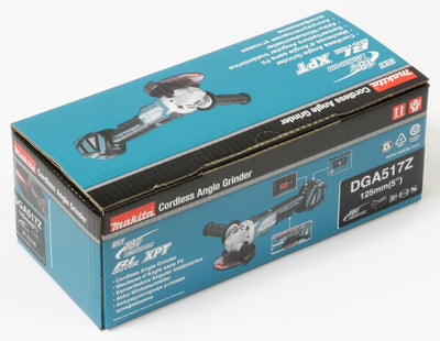 Makita DGA517Z Akku-Winkelschleifer 18 V mit Paddleschalter (ohne Akku, ohne Ladegerät), Bunt