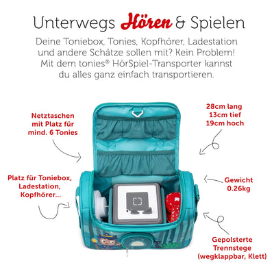 tonies HörSpiel-Transporter Unter dem Zaubermond, Transporttasche für Mind. 6 Hörfiguren und Toniebox, mit Lautsprecheröffnung, 28 x 13 x 19 cm