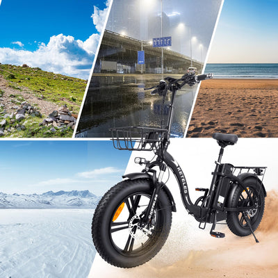 KETELES Klapprad E Bike mit Doppelmotor, 20"×4.0 Elektro Cityräder Faltbar, 48V 35Ah E-Bike Erwachsene, Elektrofahrrad für Herren und Damen, Hydraulische Scheibenbremsen (Schwarz)