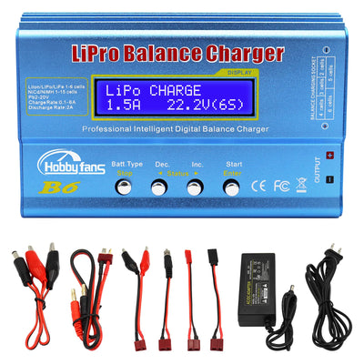 Hobby Fans B6 Balance Ladegerät 80W 6A LCD für LiPo Li-Ion Life Akku (1-6S) NiMH NiCd (1-15S), RC Hobby Akku LED AC Power Adapter