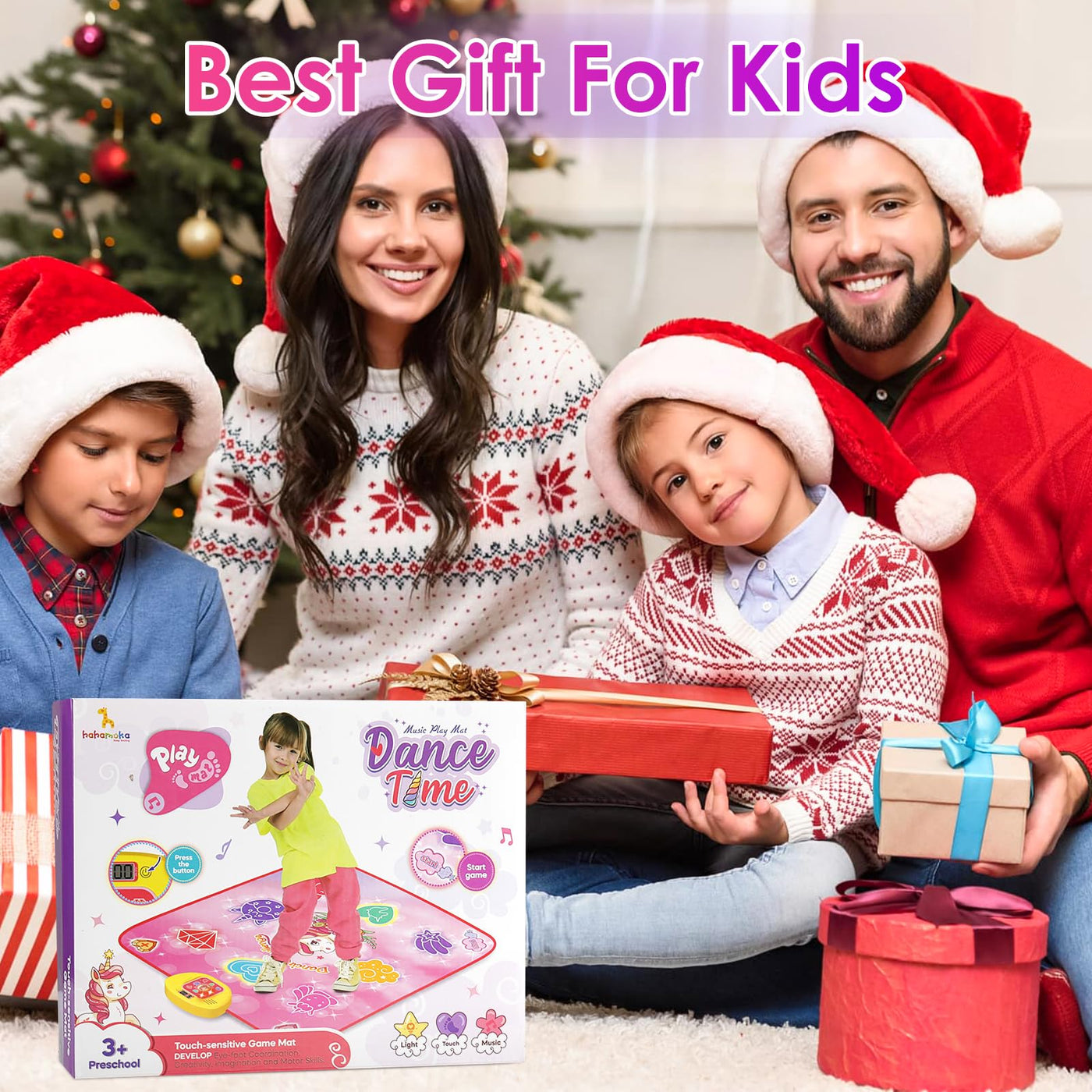 ZWOOS Tanzmatte für Kinder ab 3-12+ Jahre, Beleuchtete Tanzmatte Spielzeug Kinder, Elektronisch Musik Tanzpad Geschenke für Mädchen ab 3 4 5 6 7 8 9 10 11 12 Jahren zu Weihnachten und zum Geburtstag