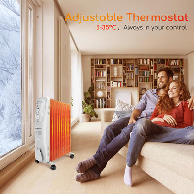 Aigostar Pangpang - 2300W Ölradiator energiesparend Heizkörper mit 11 Rippen, Radiatoren Elektrisch Heizung mit Thermostat, 3 Heizstufen, Elektroheizung Mobiler Ölgefüllte Heizkörper