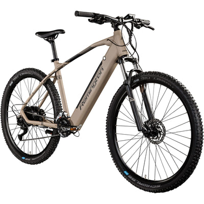 Remington XR01 E Bike Mountainbike 29 Zoll | für Damen und Herren 165-190 cm | Ebike 504 Wh Akku Fahrrad Elektro MTB 18 Gang Pedelec 25 kmh | 30-150 km Reichweite (grau/beige, 48 cm)