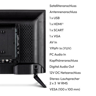 MEDION E12421 (MD 20113) 59,9 cm (24 Zoll) Full HD Fernseher (Triple Tuner Receiver, 12V KFZ Car-Adapter, perfekt für Camping Wohnmobil LKW Garten, CI+, Mediaplayer)