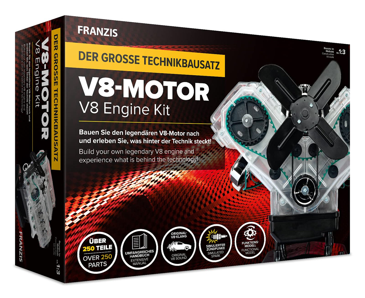 Franzis 67114 große Technikbausatz V8-Motor: Baue den legendären V8-Motor nach und erlebe was hinter der Technik steckt!