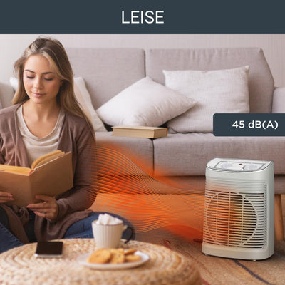 Rowenta Instant Comfort Aqua Heizlüfter, Zwei Heizstufen, Lüfterfunktion, Regulierbarer Energieverbrauch, Leise, Elektroheizung, Hellgrau, SO6510F2, 1200 - 2400w