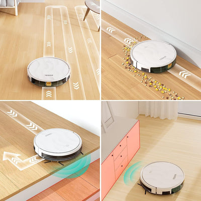 Tesvor Saugroboter mit Wischfunktion,M2 Staubsauger Roboter,6000Pa Starke Saugkraft Roboterstaubsauger,Selbstaufladend,WLAN, 5200 mAh +180 Min.Laufzeit Ideal für Tierhaare,Teppich,Hartboden