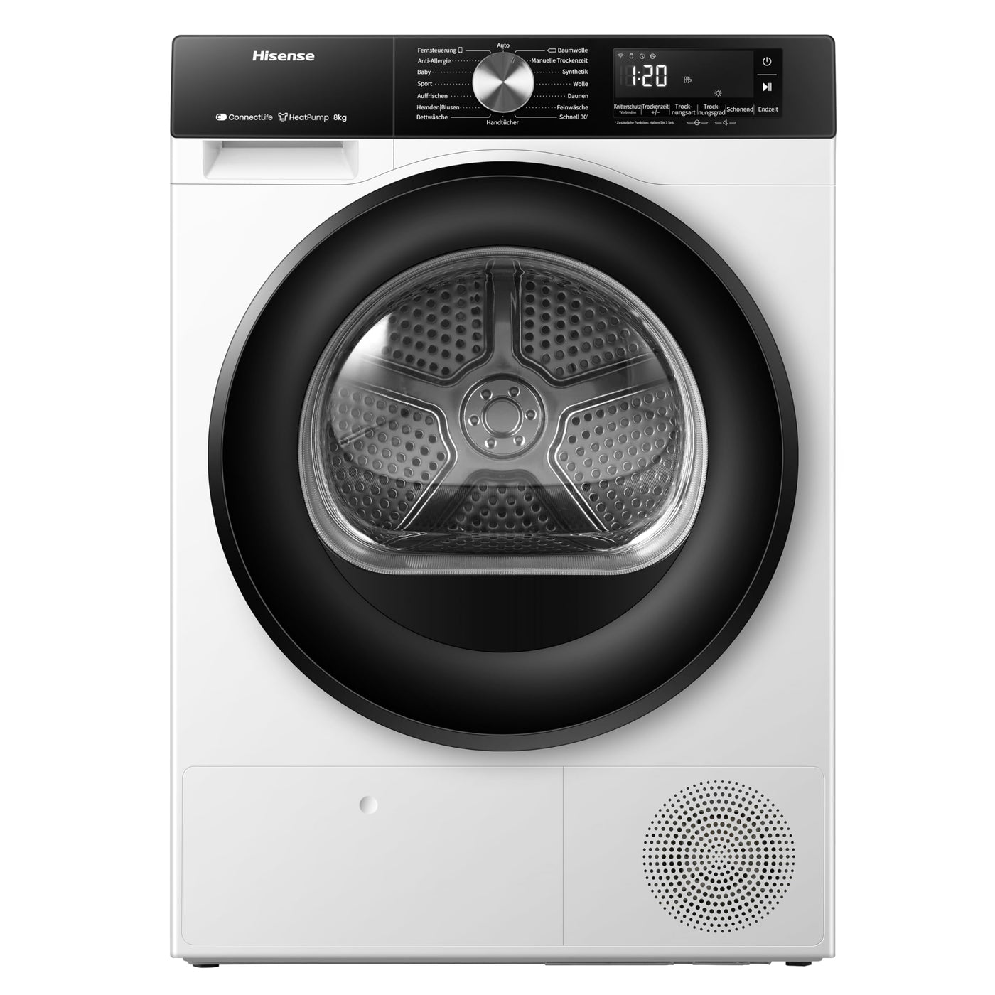 Hisense DH3S802BW3, 8KG, Kondensation mit Wärmepumpe, 16 Programme, ConnectLife, TwinAir, Weiß, Energieeffizienzklasse C