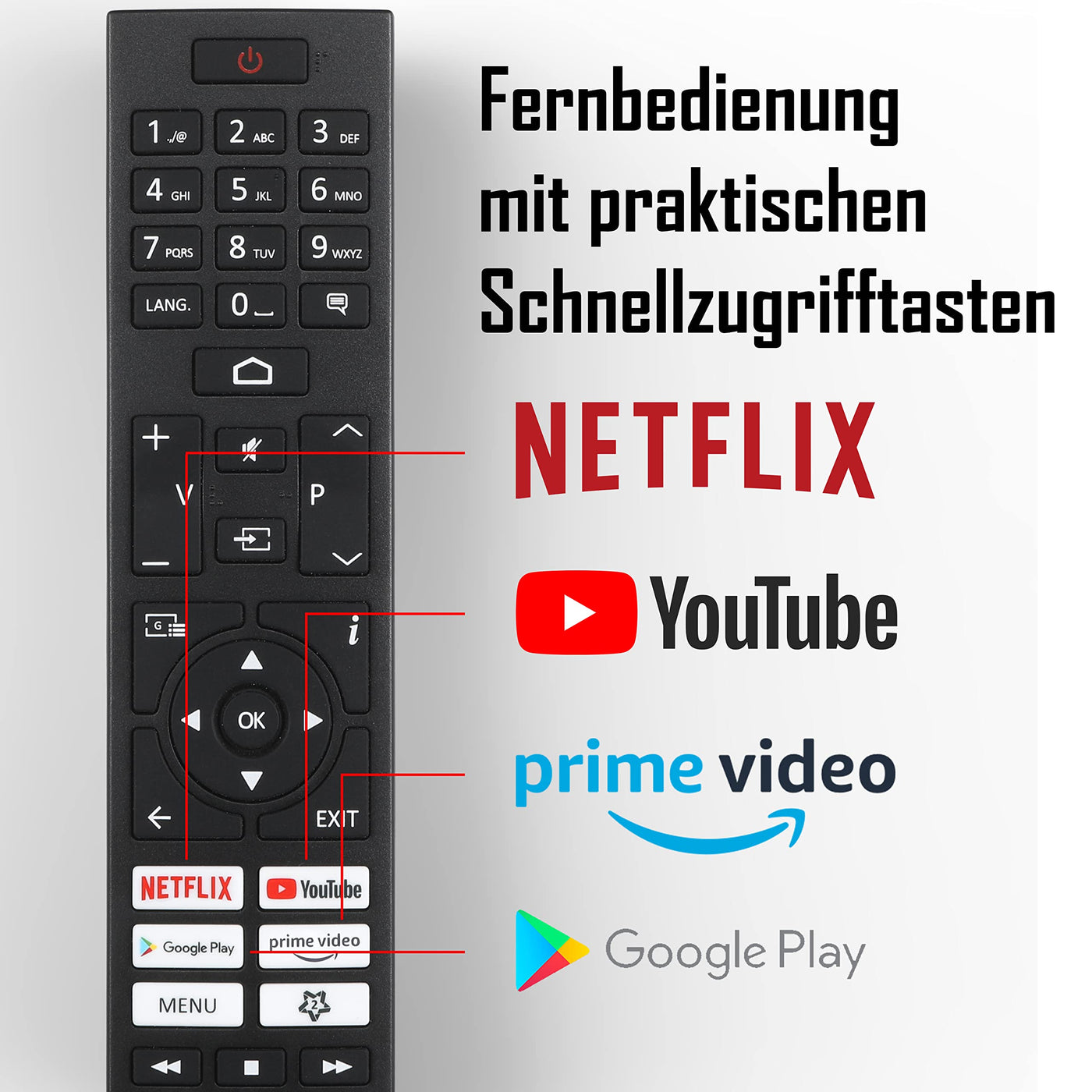JVC LT-50VA3355 50 Zoll Fernseher/Android Smart TV (4K Ultra HD, HDR Dolby Vision, Triple-Tuner, Bluetooth, Dolby Atmos) [2023], Schwarz