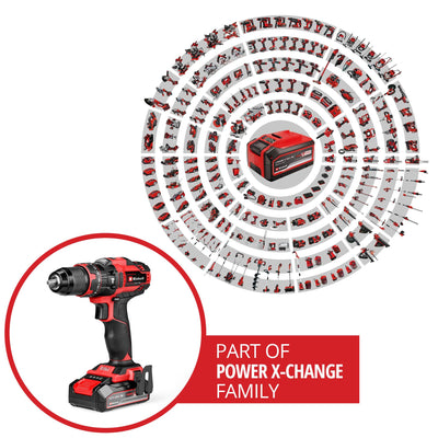 Einhell Akku-Schlagbohrschrauber TE-CD 18/44 Li-i (1x2,5Ah) Power X-Change (18 V, 44 Nm, Schlagbohrfunktion, 13 mm Metallbohrfutter, 2-Gang, inkl. 2,5 Ah Akku & Ladegerät)
