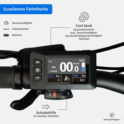 Bergsteiger London 20 Zoll E-Bike Klapprad mit 250 Watt Motor, Scheibenbremsen, Aluminium Ebike für Damen & Herren, Farbdisplay, Elektrofahrrad mit 7 Gang-Schaltung