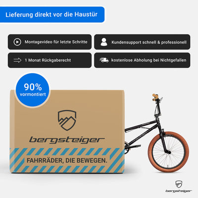 Bergsteiger Halifax 20 Zoll BMX, Fatbike, 360° Rotor-System, Freestyle, 2 Stahl Pegs, Kettenschutz, Freilauf