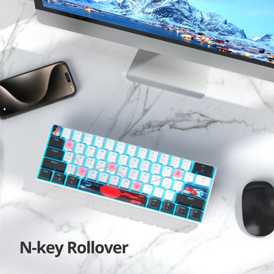 SOLIDEE mechanische Gaming Tastatur 60 Prozent,61 Tasten mit Lineare rote Schalter,kabelgebundene mechanische Tastatur mit LED-Hintergrundbeleuchtung,kompakte Tastatur,für PS5/PS4/Xbox(61 White)