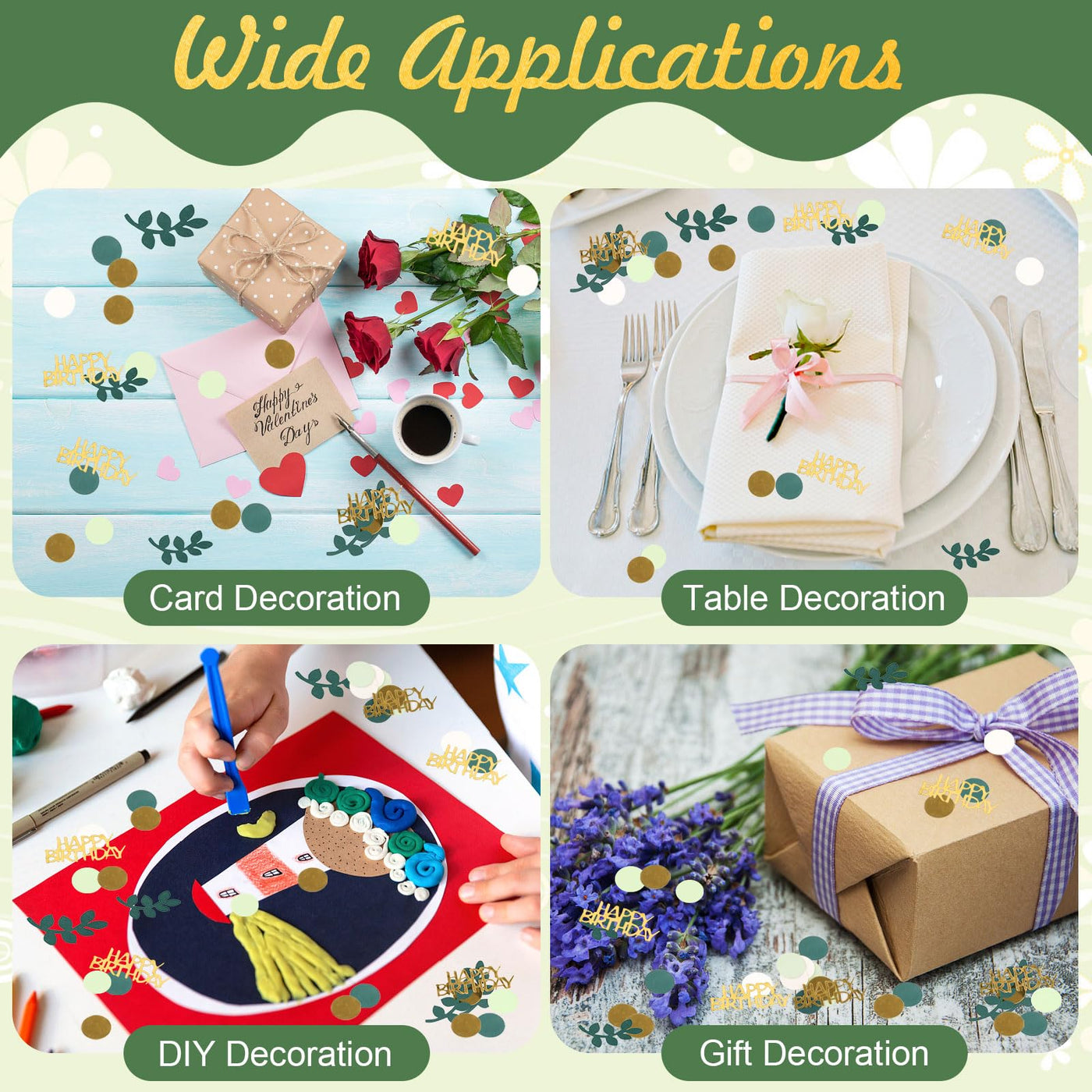 Moosono 200 Stück Konfetti Geburtstag Grün, Streudeko für Party