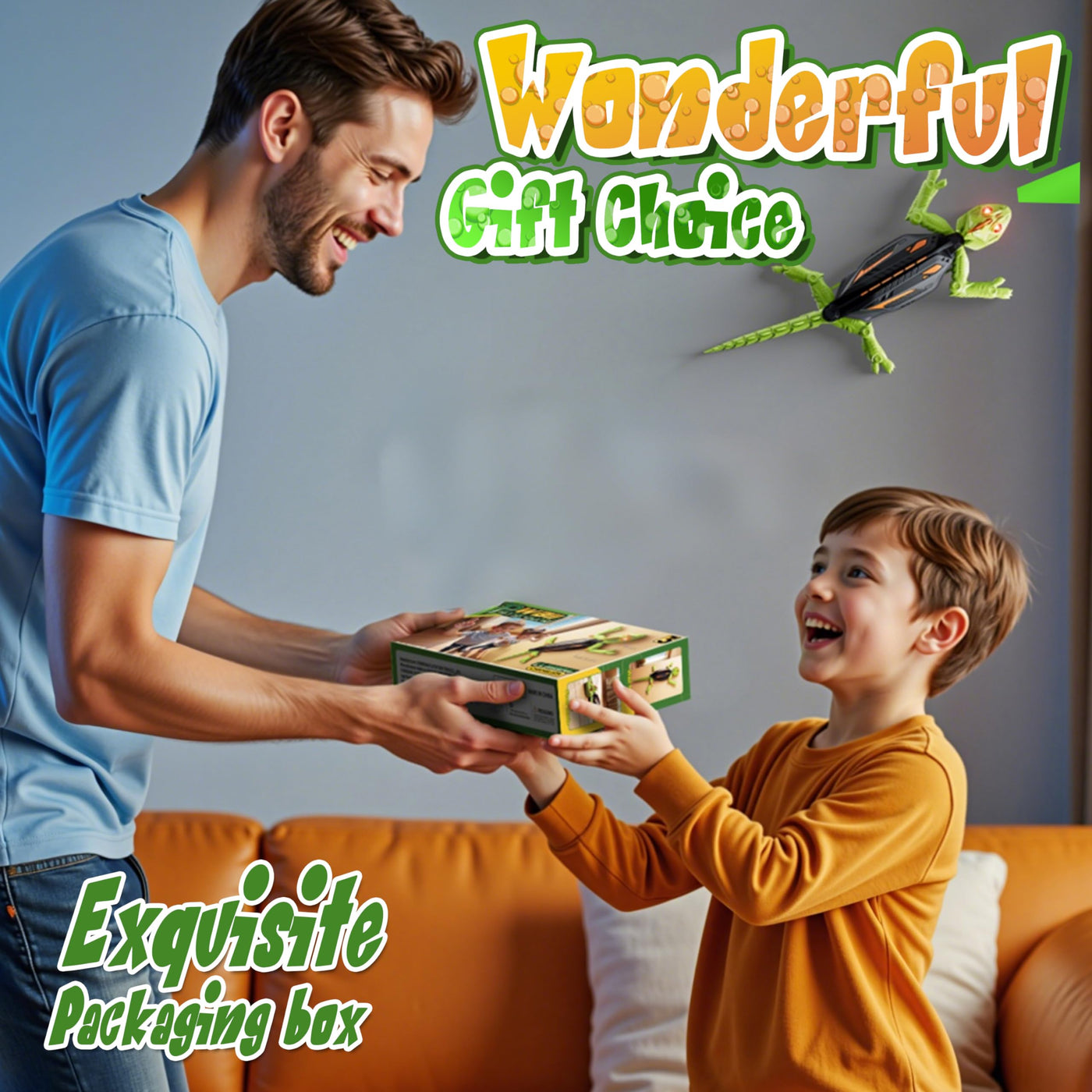 Wall Crawler Chamäleon Spielzeug, Wiederaufladbar Ferngesteuert Gecko, Eidechse Roboter mit leuchtenden LED-Augen, Kinder Spielzeug, Geschenk Jungen Mädchen 3 4 5 6 7 8+ Jahre [Verbesserte Version]