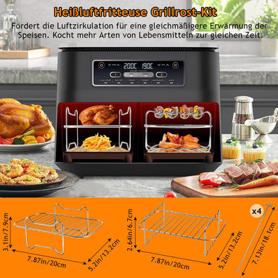 MILFECH Heißluftfritteuse Zubehör Airfryer Zubehör für Ninja Foodi AF300EU AF400EU 7.6L-9.5L und meisten Dual Zone Air Fryer, Air Fryer Accessories BPA-frei