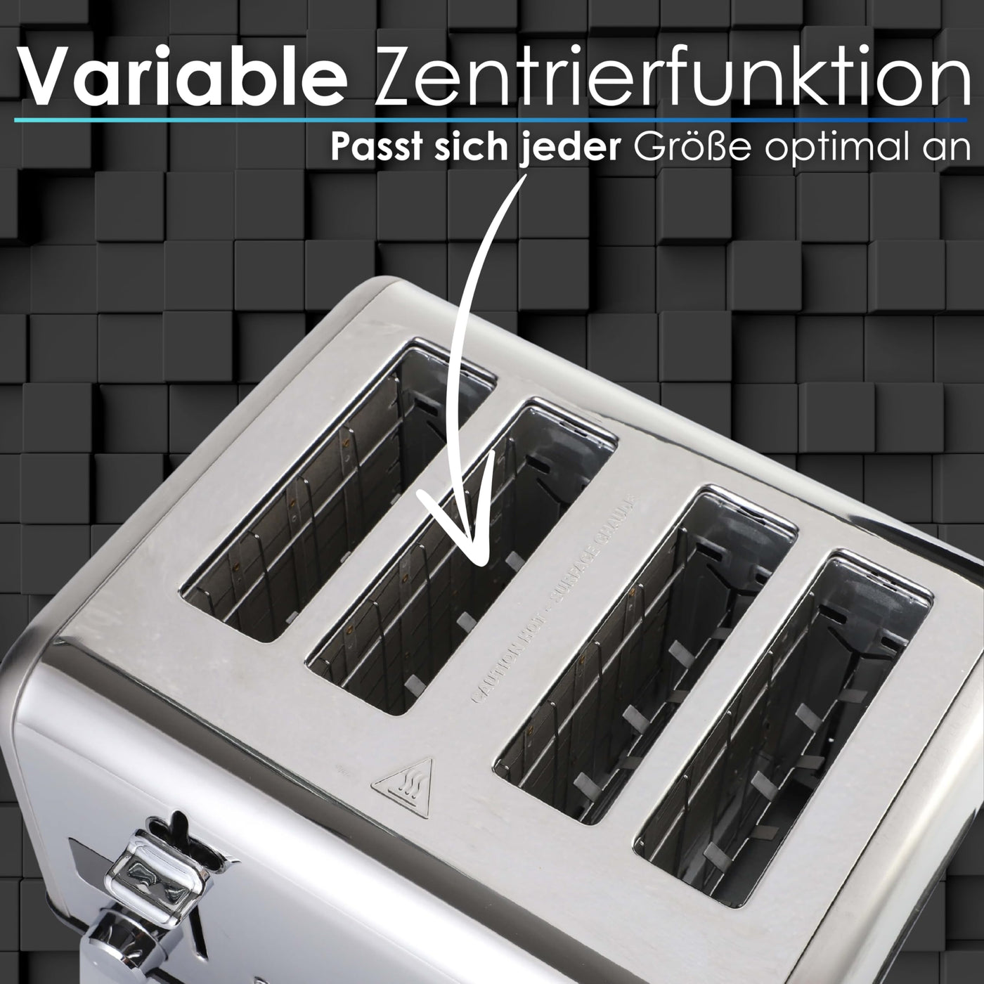 Steinborg Toaster Langschlitz | Digitales Display mit Countdown | Beleuchtete Tasten | 4 Scheiben Toastautomat | XXL Toaster | 1630 Watt | Brötchenaufsatz | Auftau-Funktion | Krümmelschublade |