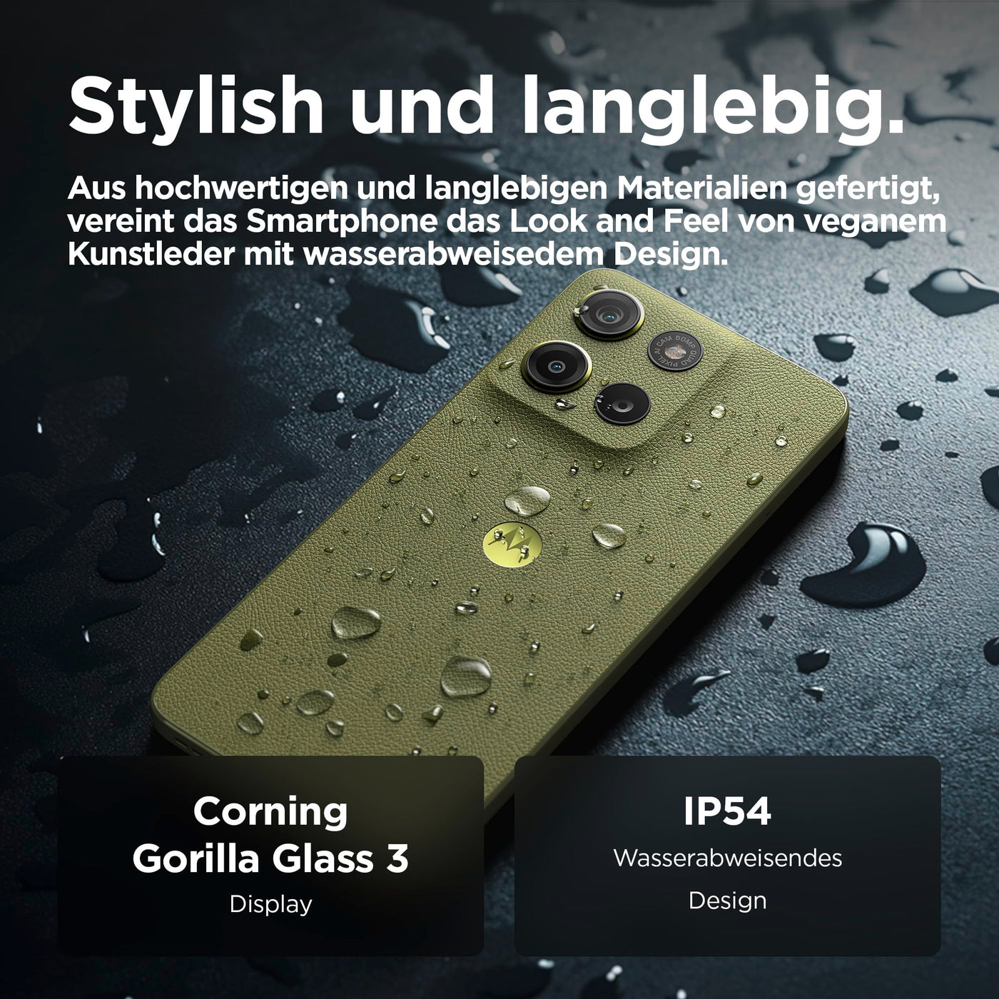 Motorola Moto g15 Smartphone (6,72"-FHD+-Display, 50-MP-Kamera, 4 GB / 128 GB, 5200 mAh, Android 15) Iguana Green, inkl. Schutzcover [Exklusiv bei Amazon]