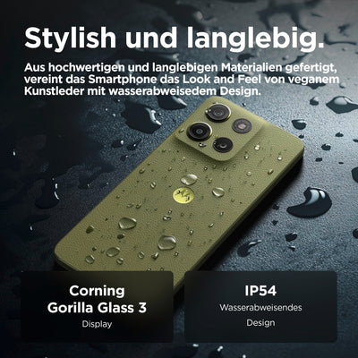 Motorola Moto g15 Smartphone (6,72"-FHD+-Display, 50-MP-Kamera, 4 GB / 128 GB, 5200 mAh, Android 15) Iguana Green, inkl. Schutzcover [Exklusiv bei Amazon]