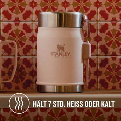 Stanley Classic Legendary Thermobehälter für Essen mit Göffel 400 ml - Hält 7 Stunden Heiß oder Kalt - Edelstahl Warmhaltebehälter Essen - BPA-Frei - Spülmaschinenfest - Rose Quartz